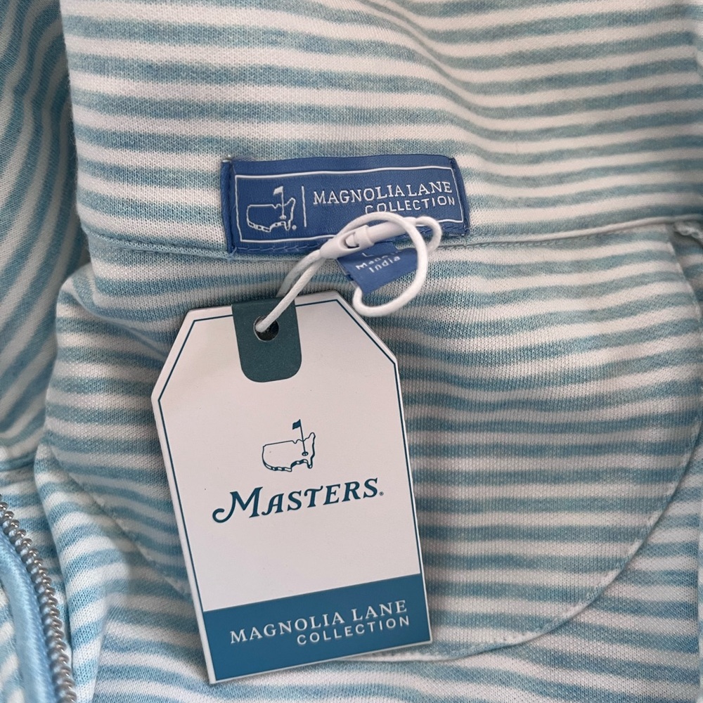 Masters Golf Gear. Magnolia Light Blue & White Striped Zip-Up. NWT women’s large - Picture 9 of 10